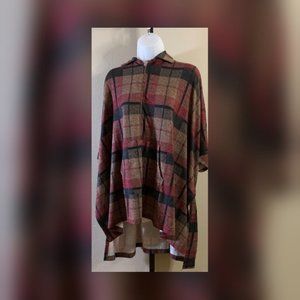 A517648** Stan Herman Luxe Sweater Knit Half-Zip Plaid Pop-Over